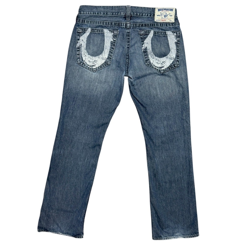 True Religion Jeans Mens Sz‎ 36 Blue Denim Straight Leg Western